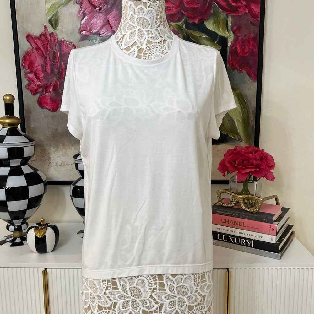 Athleta Women's Crew Neck Pleated Back Short Sleeve T-Shirt White Size XS